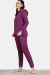 Zivame Soft Terry Fabric Knit Cotton Loungewear Set - Dark Purple — thumbnail 3